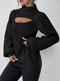Ava - Lässiger Langärmelig Hoher Hals Ausgeschnitt Pullover