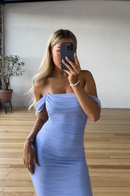 Lina – Modisches Off Shoulder Ärmelloses Kleid mit Schlanke Passform