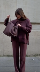 Sabrine – Lässiges Zweiteiler Set Rundhals Langarmpullover und Hosen mit Taschen