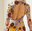 Elysia - Langärmelig Blumen Gestickt Minikleid
