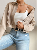 Lena - Luxuriöse Kurzjacke mit langen Ärmeln und Knöpfen