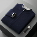 Dennis - Langärmeliger Gerippter Kragen Wolle Reißverschluss Pullover