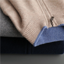 Dennis - Langärmeliger Gerippter Kragen Wolle Reißverschluss Pullover