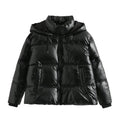 Freya - Langärmelige Puffer Kapuze Jacke Mit Reißverschluß
