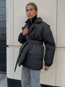 Talia - Warm Langärmelig Gürtel Mantel Mit Taschen