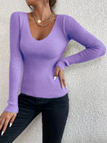 Salome - Lässiger Schlanke Passform V Ausschnitt Strickpullover mit langen Ärmeln
