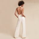 Zienna - Langer Jumpsuit mit tiefem V Ausschnitt ärmellosem Entwerfen und weitem Bein