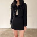 Paula - Lässiger langärmeliger Blazer mit Rock zweiteiliges Set