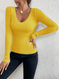 Salome - Lässiger Schlanke Passform V Ausschnitt Strickpullover mit langen Ärmeln
