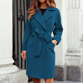 Liesa - Langärmeliger Trenchcoat mit Reverskragen Gürtel und Taschen