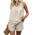 Lana – Tanktop-Set mit V-Ausschnitt  mit Shorts mit elastischem Bund