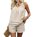 Lana – Tanktop-Set mit V-Ausschnitt  mit Shorts mit elastischem Bund