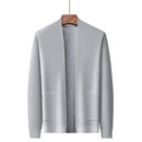 Henry - Langärmelige Schlanke Passform Gestrickte Strickjacke Mit Taschen