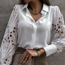 Jasmin - Luxuriöse Netzbluse mit langen Ärmeln und Knöpfen