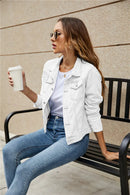 Zoe - Langärmelige Reverskragen Denim Jacke Mit Taschen