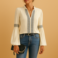 Luisa – Elegante V Ausschnitt Bluse mit langen Ärmeln und entspannter Passform