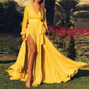 Selena – Klassisches Wickelkleid mit fließendem Schlitz und Taillenband