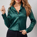 Zoana - Modische Umlegekragen Bluse mit luxuriösem Druck und langen Ärmeln