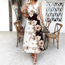 Maya – Ärmelloses Maxikleid mit Blumenmuster und lockerer Passform