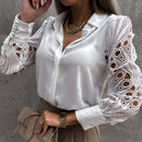 Jasmin - Luxuriöse Netzbluse mit langen Ärmeln und Knöpfen