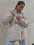 Talia - Warm Langärmelig Gürtel Mantel Mit Taschen