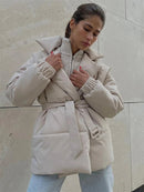 Talia - Warm Langärmelig Gürtel Mantel Mit Taschen