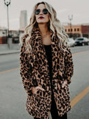 Isabel - Warmer Langärmelig Flauschig Leopard Druck Mantel