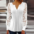 Karla - Elegante langärmelige Bluse mit Blumendruck V Ausschnitt und Knopfleiste