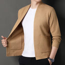 Henry - Langärmelige Schlanke Passform Gestrickte Strickjacke Mit Taschen