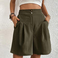 Clara - Bequeme Shorts mit hoher Taille und doppelter Knopfleiste und Taschen