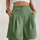 Clara - Bequeme Shorts mit hoher Taille und doppelter Knopfleiste und Taschen