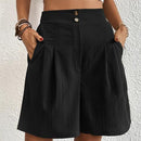 Clara - Bequeme Shorts mit hoher Taille und doppelter Knopfleiste und Taschen