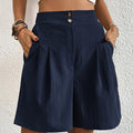 Clara - Bequeme Shorts mit hoher Taille und doppelter Knopfleiste und Taschen