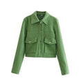 Emilia - Langärmelige Tiefe Taschen Jacke Mit Knopf