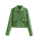Emilia - Langärmelige Tiefe Taschen Jacke Mit Knopf