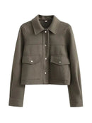 Emilia - Langärmelige Tiefe Taschen Jacke Mit Knopf