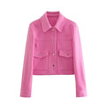 Emilia - Langärmelige Tiefe Taschen Jacke Mit Knopf