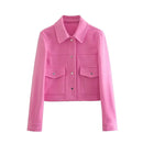 Emilia - Langärmelige Tiefe Taschen Jacke Mit Knopf