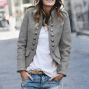 Tessa - Bequeme langärmelige Jacke mit Knöpfen und Taschen