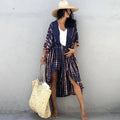 Melanie - Bequeme bedrucktes fließendes Kimono-Kleid mit verstellbarem Gürtel