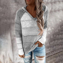 Aveline - V Ausschnitt Lang Armelig Patchwork Pullover