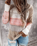 Aveline - V Ausschnitt Lang Armelig Patchwork Pullover