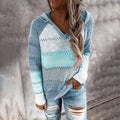 Aveline - V Ausschnitt Lang Armelig Patchwork Pullover