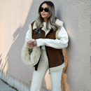 Clara - Bequeme Ärmellos Vlies Wildleder Jacke Mit Reißverschluß