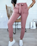 Jutta - Leichte Schlanke Passform Krawatte Taille Hose mit Taschen