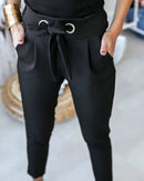Jutta - Leichte Schlanke Passform Krawatte Taille Hose mit Taschen