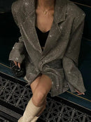 Klara - Stylischer Pailletten Blazer mit langen Ärmeln und Reverskragen