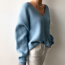 Gisela - Warmer V Ausschnitt Langärmelig Strickpullover