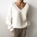 Gisela - Warmer V Ausschnitt Langärmelig Strickpullover