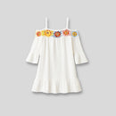 Heike – Locker sitzendes schulterfreies Minikleid mit kurzen Ärmeln